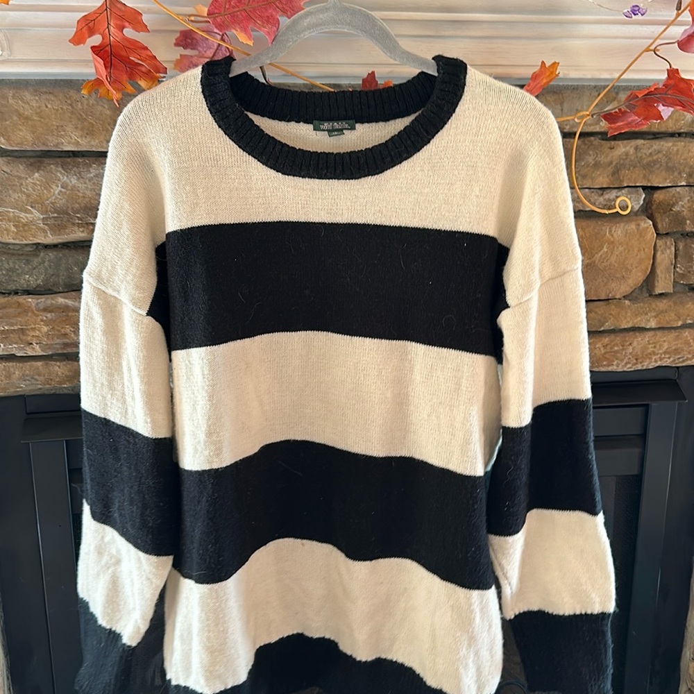 Cozy, wild fable, black-and-white striped sweater for women or girls